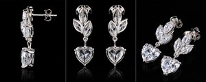 Pendientes de Diamantes Cultivados en Laboratorio con Corte Corazón Romántico, Engaste de Bisel, Chapados en Rodio y Oro, para Mujer, Regalo de Boda, Joyería - Product Image 2