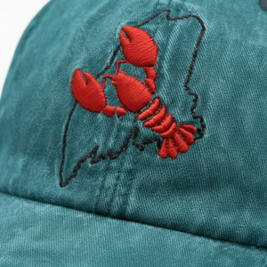 Casquette de baseball tendance en coton avec broderie homard et contour de l'État du Maine, style vintage délavé, casquette personnalisée OEM - Product Image 2
