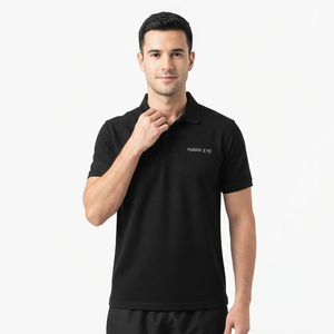Polo homme de qualité supérieure, manches courtes, couleur noire, style décontracté, vente en gros - Product Image 2