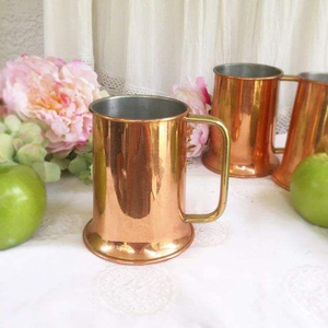 Metal Stylish & Functional Eco-Friendly Handcrafted Pure Copper Mug Set Solid Pattern <b>Ceramic</b> <b>Cups</b> for Drinks - Product Image 1