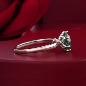 14K Gold Prong <b>Set</b> 2.00 CT Green Portuguese Cut Lab Grown Diamond Cocktail Statement <b>Ring</b> - Product Image 3
