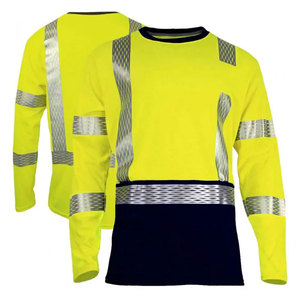 Unisex Long Sleeve Construction Worker T-Shirts Traffic Road Cleaner Safety Clothes Reflective Hi Vis Workwear T-Shirts - Product Image 1