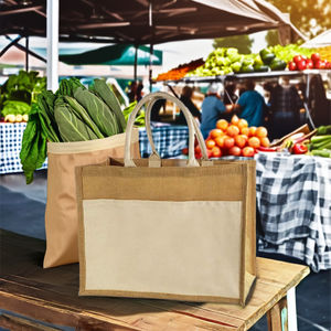 Sacs de shopping de luxe avec logo et design personnalisables, en jute, sacs de shopping 100% écologiques - Product Image 1