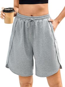 Shorts de plage pour femmes de haute qualité, respirants, coupe classique, avec cordon de serrage, taille mi-haute, style streetwear, 100% coton, personnalisables avec logo, en promotion - Product Image 3