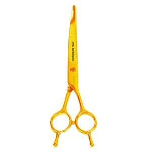 Gold Color Coated <b>Dog</b> Hair Grooming <b>Scissor</b> 7.5" Straight Blade Pet Grooming Shears with Double Adjustable Finger Rest - Product Image 1
