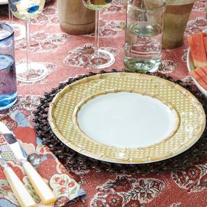 Mantel individual redondo de ratán marrón oscuro con borde decorativo, hecho a mano, para mesa de comedor, para restaurante, hotel, venta al por mayor, sostenible - Product Image 2