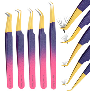 Pince à cils isolante droite à pointe fine en acier inoxydable, outil d'extension de cils avec poignée antidérapante en diamant pour professionnels de salon - Product Image 6