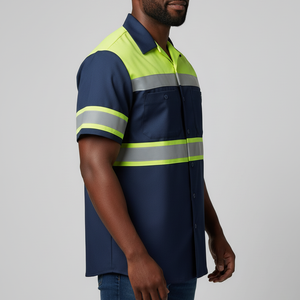 Polo de travail de sécurité haute visibilité jaune et bleu à LED, classe 2 ANSI, manches longues, imperméable et réfléchissant - Product Image 4