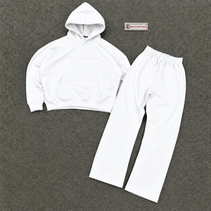 Conjunto Deportivo Premium Blanco Oversize para Hombre: Sudadera con Capucha y Pantalones Jogger, Ropa Casual Urbana al por Mayor - Product Image 5