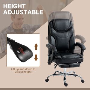Sedia da Ufficio in Pelle PU con Massaggio a Vibrazione a 6 Punti, Riscaldata e Reclinabile, con Poggiapiedi, Nera - Product Image 5