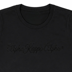 เสื้อยืด AKA Black Bling สำหรับผู้หญิง ประดับด้วยเพชรระยิบระยับ ลายกราฟิก คอกลม แขนสั้น เสื้อยืดสไตล์ Sorority แฟชั่นลำลองสำหรับงานปาร์ตี้ - Product Image 5