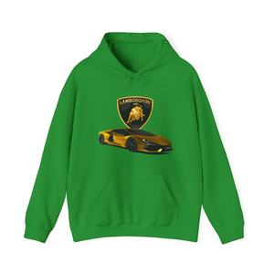 Sweat-shirt à capuche pour homme avec logo Lamborghini imprimé, en coton vert, décontracté, design sur le devant, coupe classique, pour l'automne - Product Image 3