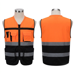 Gilet de travail réfléchissant noir en maille polyester 120 GSM de qualité supérieure, multi-panneaux, vêtement de sécurité, impression de logo personnalisée - Product Image 6