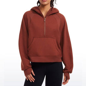 Sudadera con Capucha para Mujer, Diseño 2026, Estilo Urbano, 100% Algodón Felpa para Invierno, Color Sólido con Cierre Frontal y Logotipo Bordado - Product Image 1