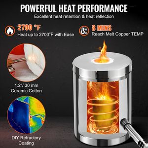 Fourneau de fusion au propane 6KG, nouveau kit de four à grande capacité avec crochets de four et creuset pour forge de métal, en acier inoxydable noir - Product Image 3