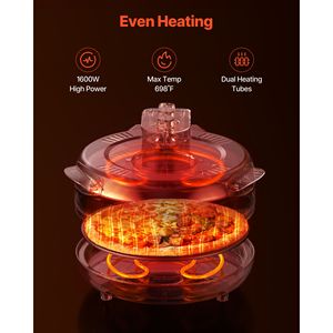Forno Elettrico per Pizza da 14 Pollici 1600W con Pietra in Cordierite, Controllo Temperatura a 5 Modalità, Funzione Cottura e Riscaldamento - Product Image 3