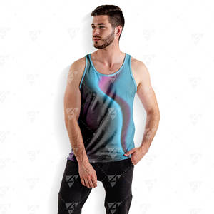 Débardeur de sport pour homme avec logo personnalisé, respirant, écologique, séchage rapide, pour entraînement et course, en polyester/coton - Product Image 5