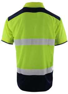Men's High Visibility Reflective Safety for Shirt Short Sleeve Solid Eco-Friendly Breathable <b>Canvas</b> Fabric Casual Green Navy - Product Image 3