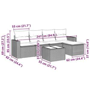 ชุดโซฟาสวนหวาย PE สีดำ 6 ชิ้น พร้อมผ้าคลุมถอดได้ - Product Image 3