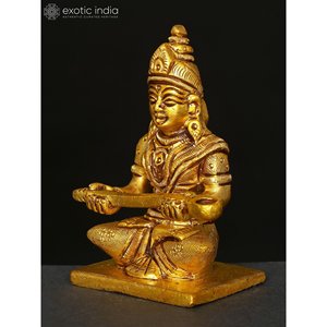 4 Inches Goddess Annapurna Brass Sculpture Elegant <b>Statue</b> for Home, Table Decor, Gifting and Temple Made In India - Product Image 3