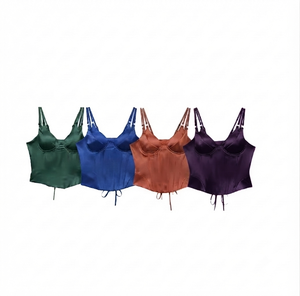 DROGEN EXPORT – Nouveau débardeur corset court en satin pour femme, décontracté, sans manches, respirant, séchage rapide, bretelles ajustables - Product Image 1