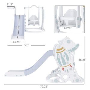Struttura da gioco per bambini piccoli con altalena e scivolo grigi per interni - Product Image 4
