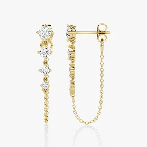 AURA LUXURIA Pendientes de Diamantes Redondos Cultivados en Laboratorio, Certificados por IGI, Oro Amarillo de Velmira V-Link Tennis, 0.55CTW, 2 Pulgadas, SI+ - Product Image 6