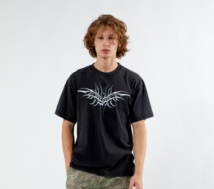 T-shirt à manches courtes noir RALMED SPORTS, col roulé blanc, coupe classique, jersey décontracté 100% coton, motif dessin animé, pour hommes - Product Image 6