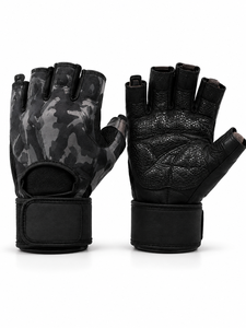 Custom Logo Unisex Leather Fitness Gloves <b>Half</b> Finger Weight Lifting Non <b>Slip</b> Breathable Gym Training Body Building Protect Hand - Product Image 1