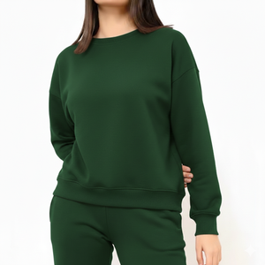 Sudadera Larga de Punto para Mujer, Diseño Moderno Minimalista, Mezcla de Algodón Grueso, Interior Suave, Logotipo Frontal, Ropa de Otoño e Invierno - Product Image 1