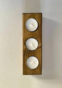 Solid Wood <b>Tealight</b> Candle <b>Holder</b> Handmade Rustic 3 Candles Tabletop Decor for Home Office and Restaurant Use - Product Image 2
