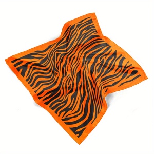 Custom Logo Printed Luxury Square Silk Satin Head Scarf Bandana with Geometric Animal Argyle <b>Leaf</b> Patterns Multi Functional - Product Image 2