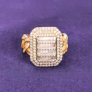 Bague rectangulaire en argent 925 avec diamant de laboratoire pour homme, bague statement, diamant certifié, pierre baguette, bijou de luxe glacé, cadeau de créateur - Product Image 4