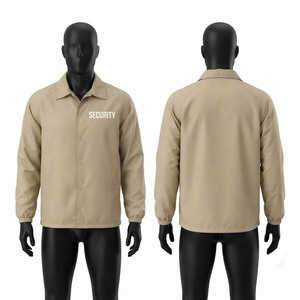 Veste de sécurité pour hommes, 300 grammes, coque en polyester, kaki, à capuche, imperméable, veste de travail d'hiver, boutons sur le devant, poignets élastiques, logo personnalisé - Product Image 1