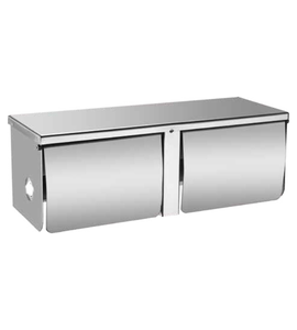 Porte-papier toilette double en acier inoxydable, support mural pour rouleau de papier toilette avec couvercle - Product Image 1