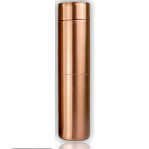 Bouteille d'eau cylindrique en cuivre pur, finition brossée unie, étanche, gourde ayurvédique, vente en gros - Product Image 6