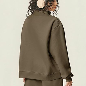 Sweat-shirt à col roulé personnalisé pour femme, doublure en molleton de coton respirant, sweat-shirt d'hiver unisexe, streetwear décontracté, impression OEM - Product Image 5