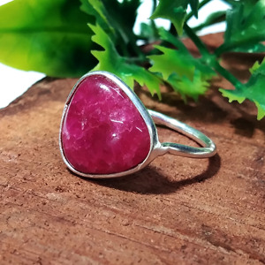 Natural Pink Onyx Gemstone <b>Ring</b> 925 Sterling Silver <b>Ring</b> Handmade Triangle Gemstone <b>Ring</b> <b>Adjustable</b> Statement Jewelry for Women - Product Image 2