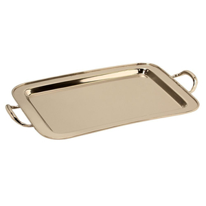 Bandeja de Servir Rectangular Moderna al por Mayor, Dorado Mate, de Latón, Decorativa, con Asas y Borde Repujado para Decoración del Hogar - Product Image 2