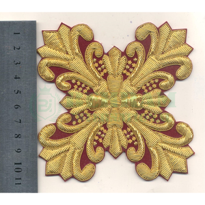 Badge de blazer de luxe en tissu à motif de feuille, brodé à la main en fil d'or écologique, avec applique florale 3D à coudre sur vêtement - Product Image 6