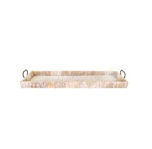 Hand-Woven Rectangular Rattan Serving <b>Tray</b> with Leather Handles Wicker Coffee <b>Table</b> Organizer for Home Decor In Good Price - Product Image 6