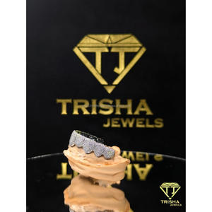 Iced Out Hip Hop Grillz with VVS Moissanite Diamonds with 925 sterling silver Custom Luxury Mouth Jewelry by Trisha Jewels - Product Image 2