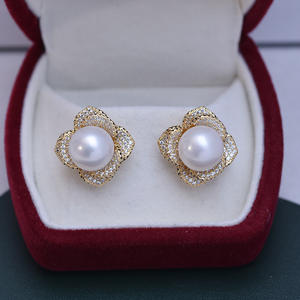 Boucles d'oreilles Zhuji Edison en argent S925, ensemble complet, perles rondes blanches de 10-11 mm, forte luminosité, défauts mineurs, qualité supérieure - Product Image 1