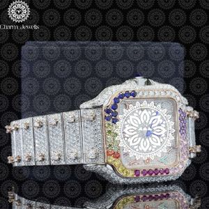 Montre pour homme Charm Jewells en acier inoxydable, boîtier carré de 40 mm, accents de diamants, analogique, luxe, mode, mouvement mécanique, date automatique - Product Image 5