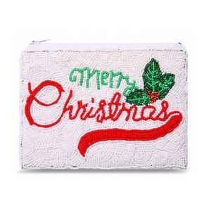 Christmas Present Seed Beaded <b>Coin</b> <b>Purse</b> With Zipper Closure Festive <b>Coin</b> Pouch Christmas Party Accessories Jewelry Gifts <b>Purse</b> - Product Image 6