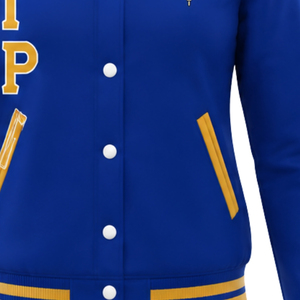 เสื้อแจ็คเก็ตซาตินทรงบอมเบอร์แขนยาวสำหรับผู้หญิง Sigma Gamma Rho ปิดด้วยซิป เสื้อผ้าชมรมหญิงชาวกรีก เสื้อคลุมลำลองน้ำหนักเบา - Product Image 6