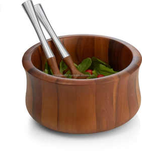 Bol de nouilles à salade de fruits en bois artisanal unique avec cuillère pour restaurant à la maison - Product Image 4