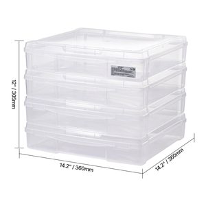 Set di 4 Contenitori in Plastica Trasparente per Archiviazione, Scatole Multiuso per Documenti con Angoli Arrotondati, Impilabili, per Giochi da Tavolo - Product Image 6