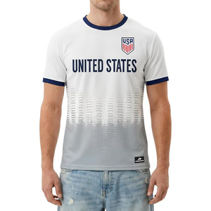 United States Soccer Jersey Men's <b>White</b> Short Sleeve Sublimated Breathable Mesh Crew Neck Training Uniform - Product Image 1
