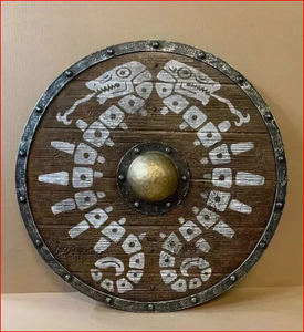 Escudo Vikingo de Madera, Escudo Medieval Listo para la Batalla, Hecho a Mano, Regalo Tradicional Vikingo, Escultura de Pared Medieval - Product Image 1